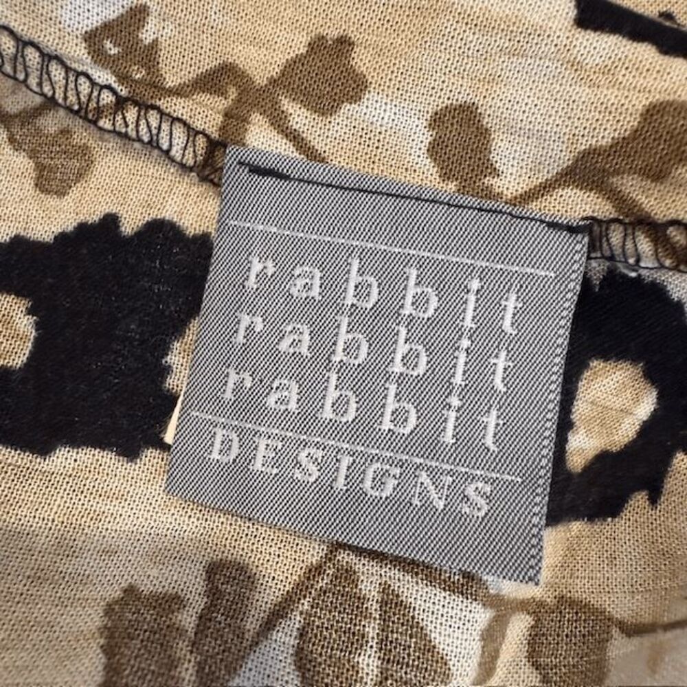 Rabbit Rabbit Rabbit Tropical‎ Print Blouse Shell Buttons Black Tan Size 12 - Picture 7 of 12